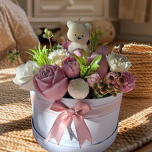 TEDDY CANDLE BOUQUET in pink & blue