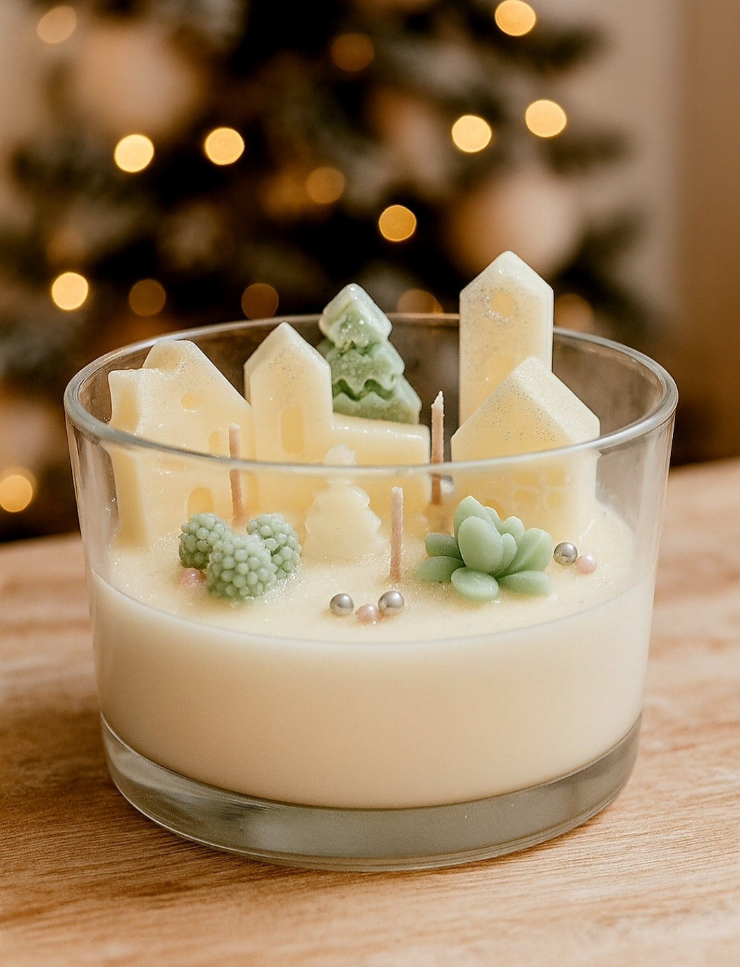 CHRISTMAS VILLAGE CANDLE BOWL