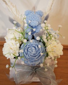 TEDDY CANDLE BOUQUET in pink & blue