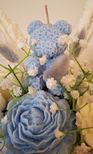TEDDY CANDLE BOUQUET in pink & blue